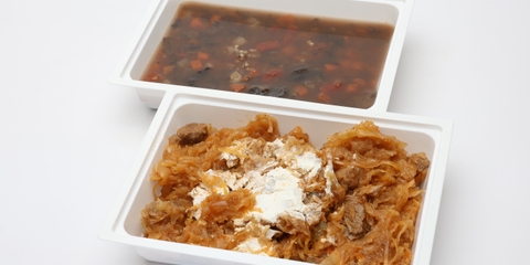 Gombaleves kölessel, Székelykáposzta, pulykahússal, "light" tejföl