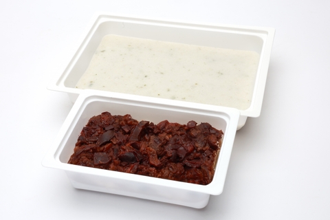 Karfiolkrémleves kókuszchipsszel, Túrós, szilvás rakottas (230g)