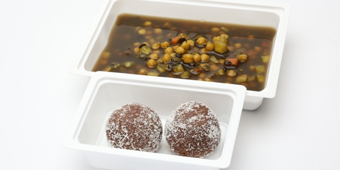 Marokkói csicseriborsó leves, Glutén-, tejmentes kókuszgolyó (120g)