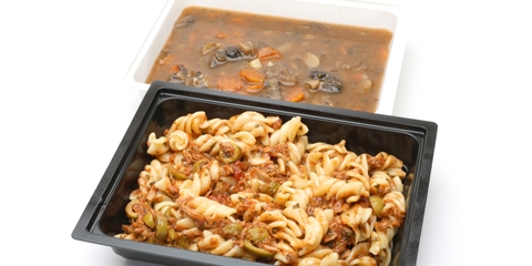 Gombaleves GM tarhonyával, Paradicsomos-tonhalas fusilli
