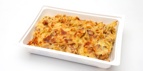 Baconös-sütőtökös fusilli sajttal sütve
