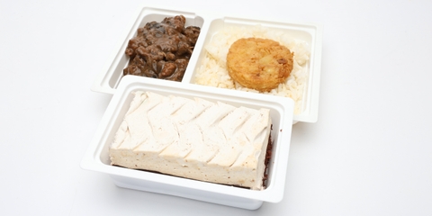 Vörösboros marharagu gombával, Rizs, röszti, Csokoládés-gesztenyés szelet (160g)