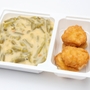Zöld zöldbabfőzelék, csirke nuggets