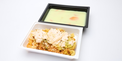Currys zöldségleves kókusztejjel, Fitnesz rakott kel (zöldség, gersli, csirkehús)