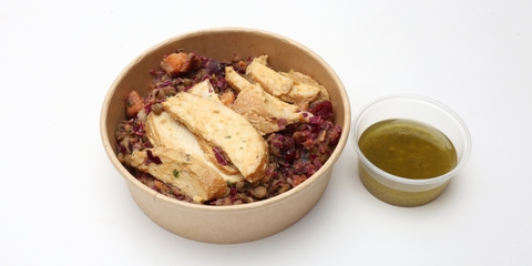 Édes-pikáns energiasaláta, mustáros csirke csíkokkal, Mustáros öntet