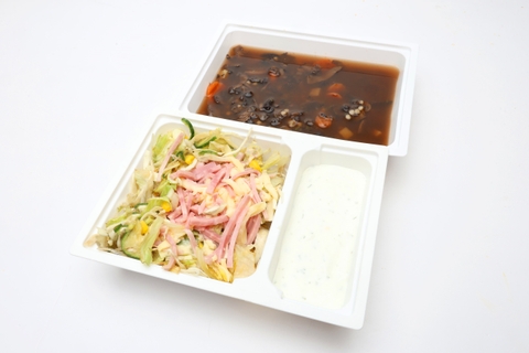 Magyaros gombaleves csicseritarhonyával, Chef saláta (friss zöldség, "light" majonézes öntet)