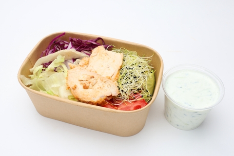 Görögös csirkés poké tál, tzatziki