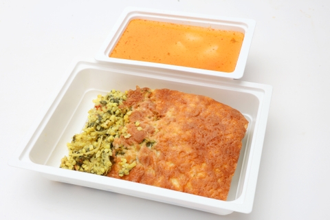 Magyaros burgonyaleves, Zöldséges kölesfelfújt mozzarellával, Gyümölcs