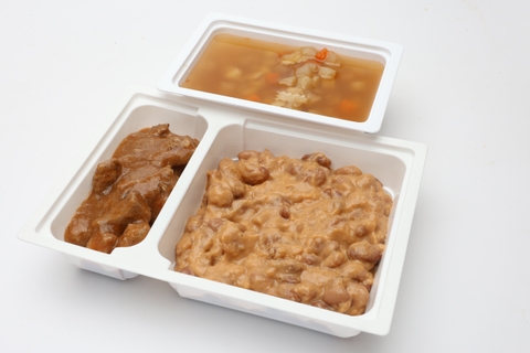 Zöldséges karalábéleves, Tarkababfőzelék, pulyka aprópecsenye