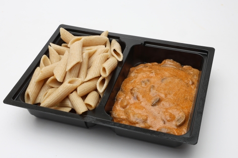 Gombapaprikás, teljes kiőrlésű durum tészta Gombapaprikás, teljes kiőrlésű durum tészta