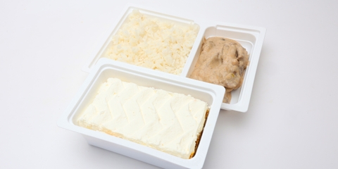 Stroganoff marhatokány, rizs, Jófalat Répatorta (180g)