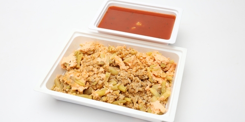 Zöldfűszeres paradicsomleves, galuskával , Rakott zöldbab csirkehússal