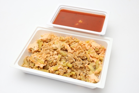 Zöldfűszeres paradicsomleves, galuskával , Rakott zöldbab csirkehússal