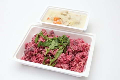 Szárnyas csorbaleves , Mascarponés céklarizottó rukkolával