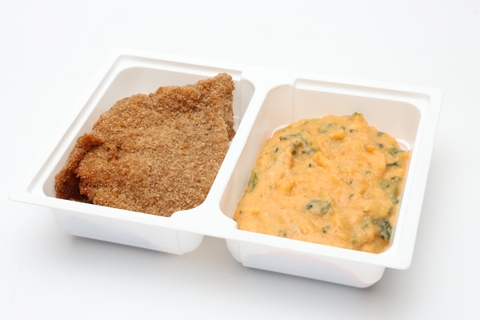 Argentin csirkemell TK bundában , parajos karottapüré