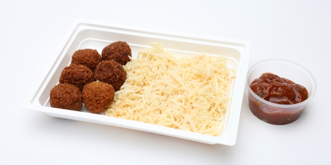 Falafel golyók, Zelleres kuszkusz, fűszeres paradicsommártás