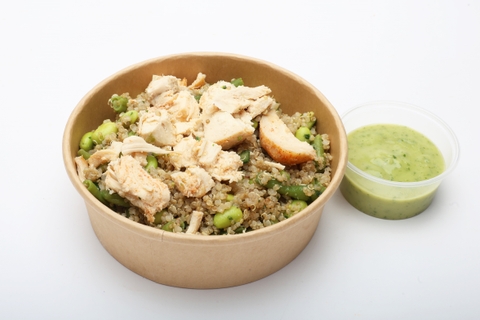 Csirkés szuperzöld quinoasaláta, Avokádós öntet 