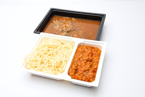 Gombaleves GM tarhonyával, Vega bolognai spagetti vöröslencséből