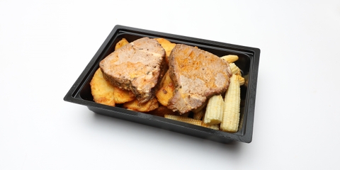 Amerikai mázas sertéstarja, steak burgonya, bébikukorica