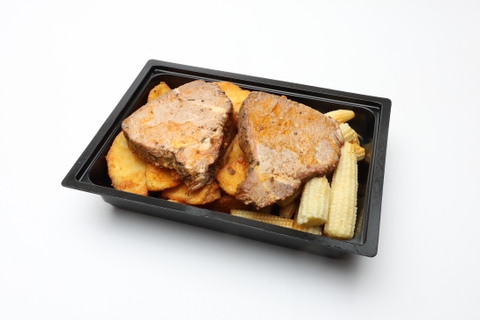 Amerikai mázas sertéstarja, steak burgonya, bébikukorica