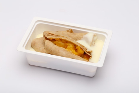 Fitnesz palacsinta barackkal töltve, vaníliaszósz (2db)