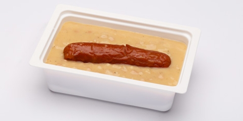 Gyöngybabfőzelék, sertésvirsli