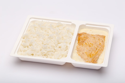 Pulykamell füstölt sajtmártás, rizs