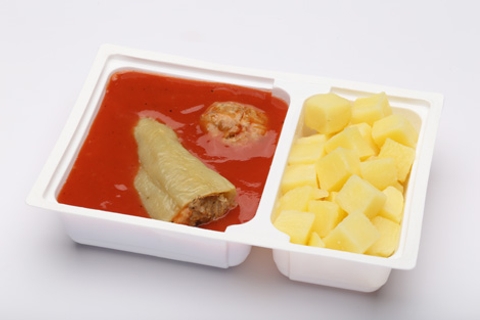 Töltött paprika, főtt burgonya