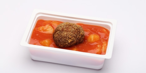 Paradicsomos burgonyafőzelék, fasírt