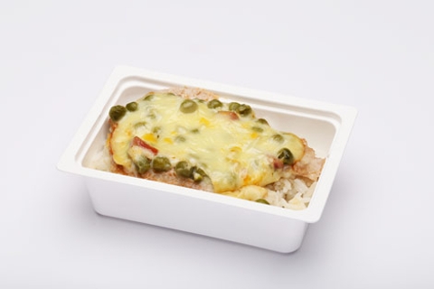 Gellért sertésszelet (zöldborsó, sonka), rizs