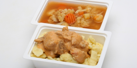 Karfiolleves, Sertéspaprikás, galuska