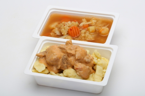 Karfiolleves, Sertéspaprikás, galuska