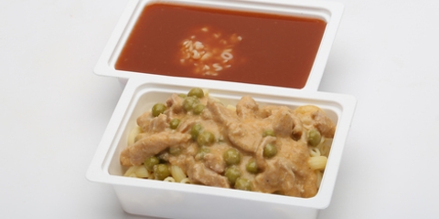 Paradicsomleves, betűtészta, Csiky sertéstokány, főtt tészta