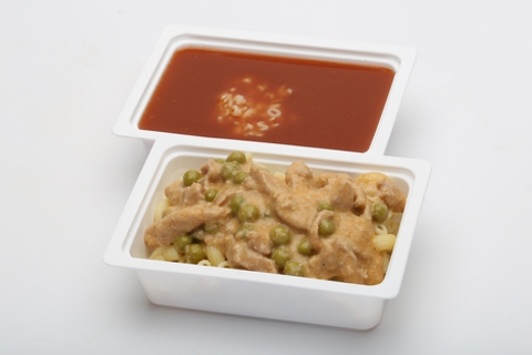 Paradicsomleves, betűtészta, Csiky sertéstokány, főtt tészta