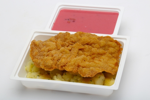 Erdei gyümölcsleves , Bécsi sertésszelet, petrezselymes burgonya