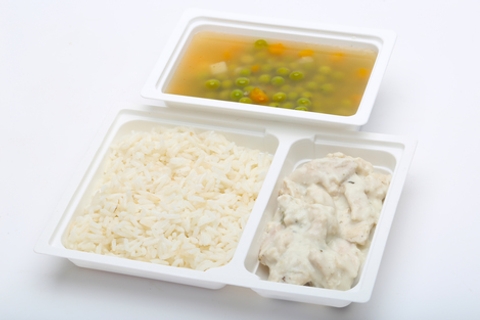 Falusi zöldborsóleves, Majorannás csirketokány, rizs