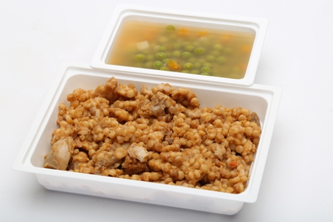 Falusi zöldborsóleves, Tarhonyás hús