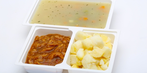 Falusi csirkeraguleves, Pacalpörkölt, főtt burgonya