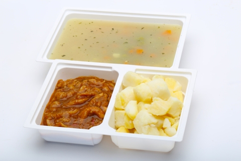 Falusi csirkeraguleves, Pacalpörkölt, főtt burgonya