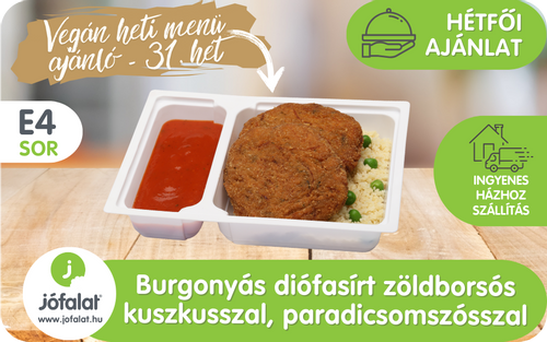 Vegán menüajánló: 2022. 31. hét, hétfői vegán étel