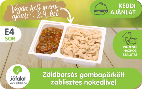 Zöldborsós gombapörkölt zablisztes nokedlivel - teljes értékű vegán fogás