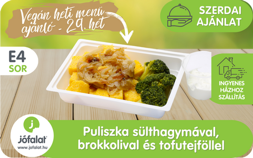 Puliszka sülthagymával, brokkolival és tofutejföllel - változatos vegán ebéd