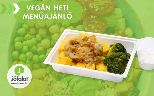 Vegán puliszka sülthagymával, brokkolival és tofu tejföllel